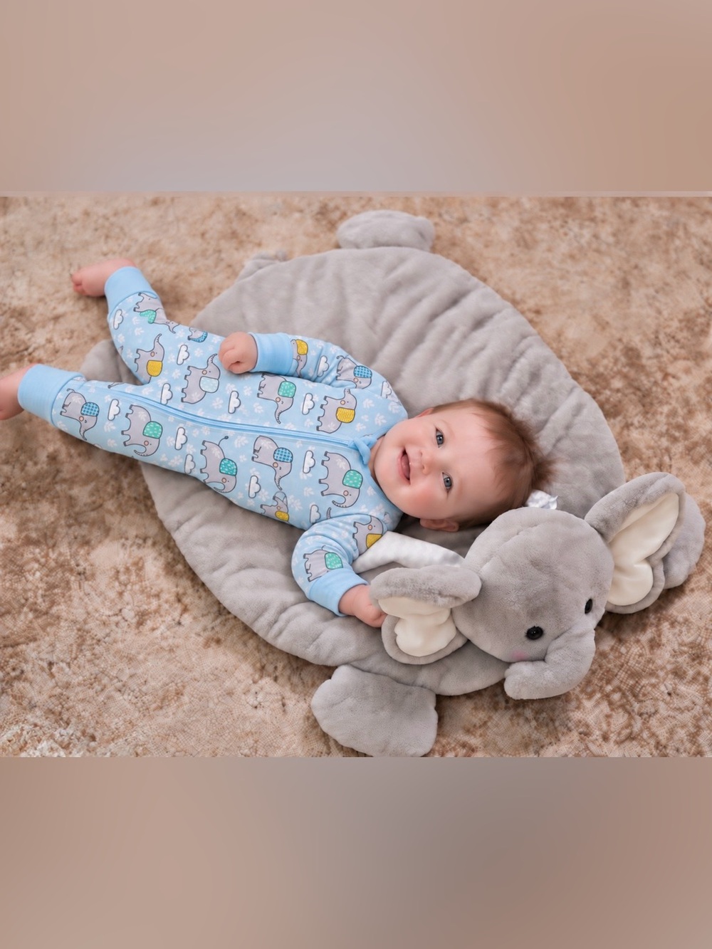 Bearington Baby Elephant Belly Blanket Lovey New in Bag